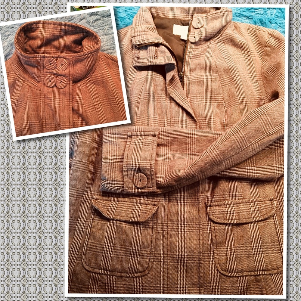 MERONA Brown Plaid Jacket Size M medium coat
